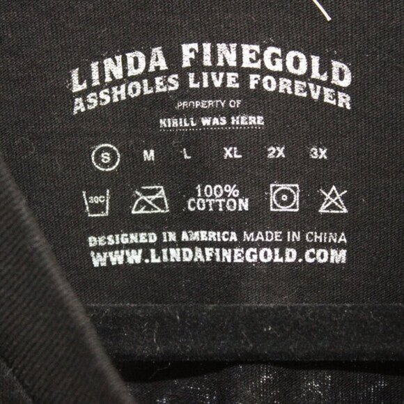 Linda Finegold Axxholes Live Forever T Shirt Size Small Bad Habits - Picture 3 of 3
